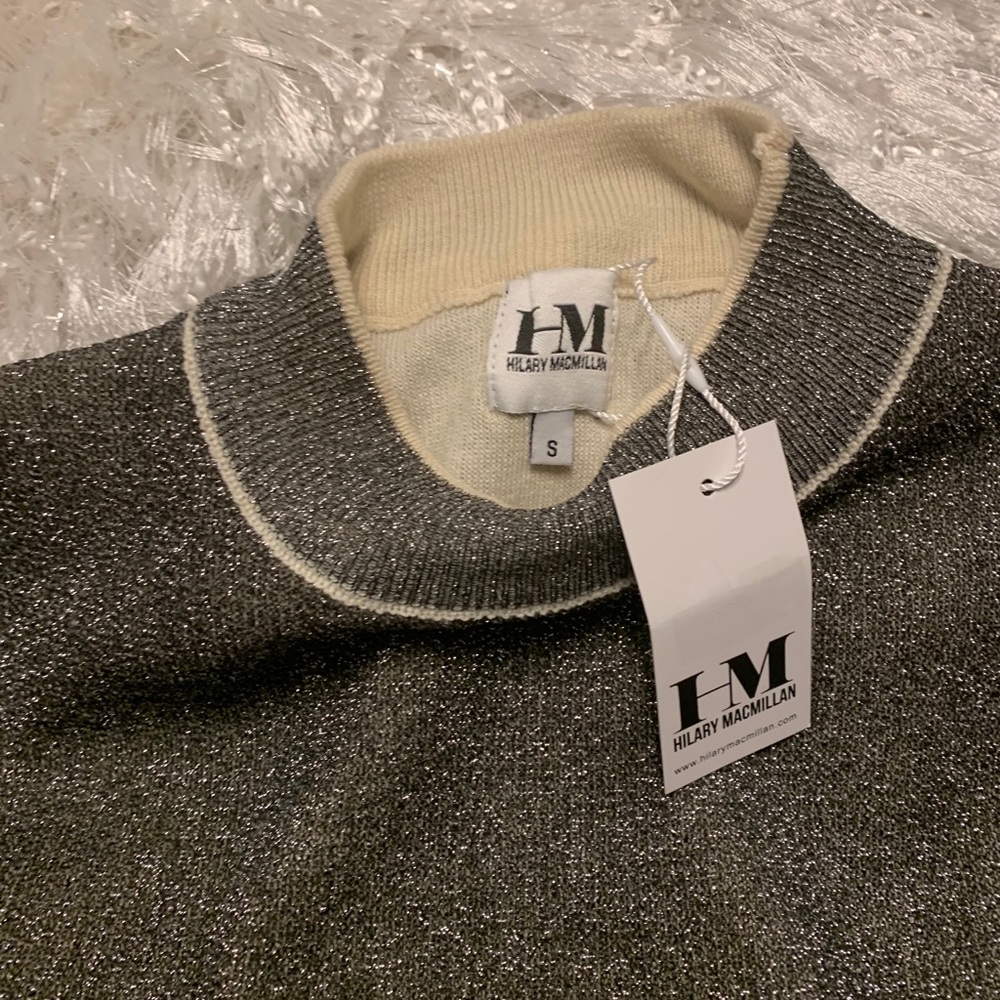 NWT Long sleeve metallic silver holiday dress